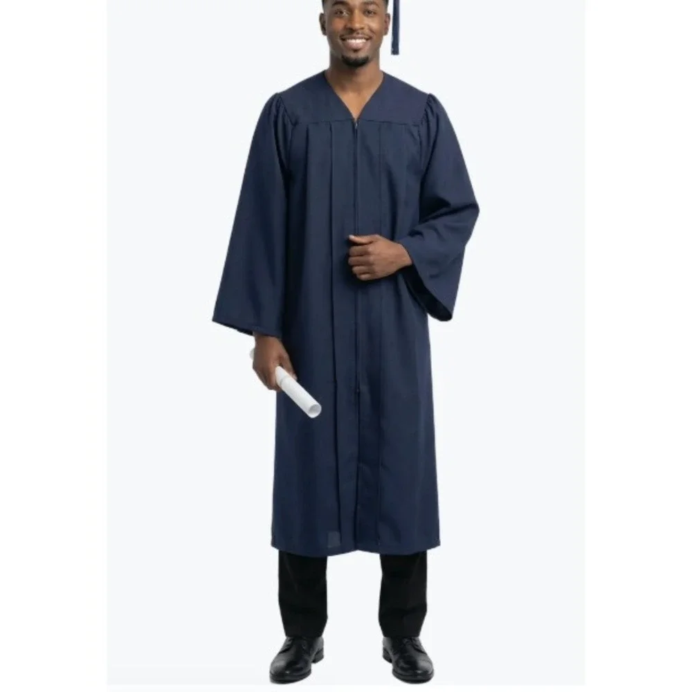 GraduationMall Mens XL Graduation Gown Navy Blue Matte Academic Regalia 57